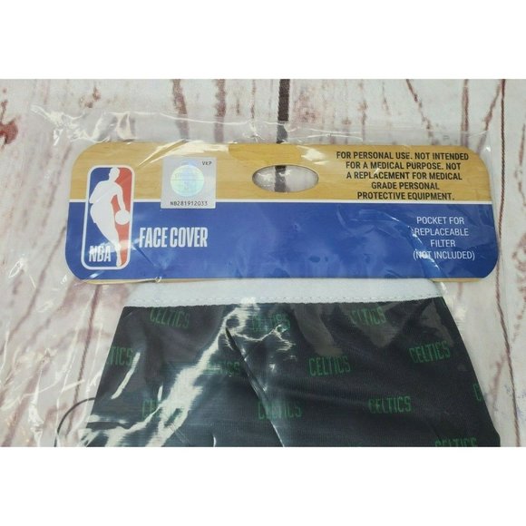 NBA Boston Celtics Polyester Face Cover Mask 2 Pack With Pocket For Filter - Picture 2 of 9